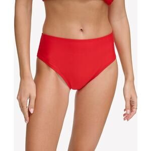 DKNY Women's Classic Mid Rise Bikini Bottoms Red Size XL